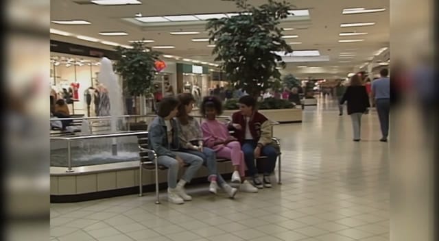 A 1987 local news report about teenagers hanging out at the mall.